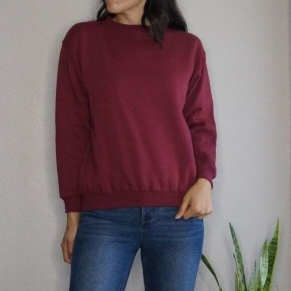 Bruntwood Tops - Bruntwood Burgundy Crewneck Sweatshirt Classic Pullover